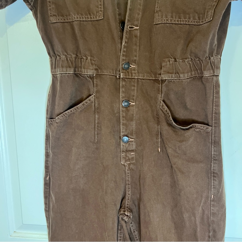 Free People We The Free Marci Coverall Jumpsuit Brown Women’s Size MEDIUM - Picture 9 of 16